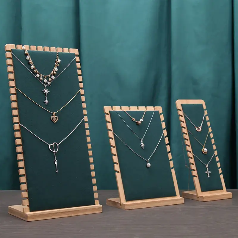 Creative Bamboo L-Shaped Detachable Necklace Board Necklace Pendant Bracelet Jewelry Display Stand For Live Broadcast Desk