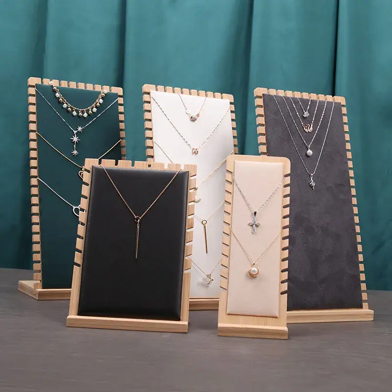 Creative Bamboo L-Shaped Detachable Necklace Board Necklace Pendant Bracelet Jewelry Display Stand For Live Broadcast Desk