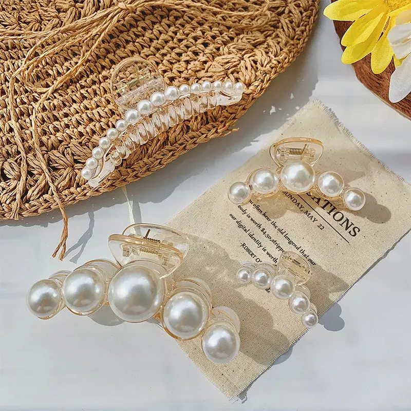 Large Size Pearl Hair Clip Elegant Bathing Shark Clamp Hair Gripper Stylish Hair Accessory Professional Salon Sectioning