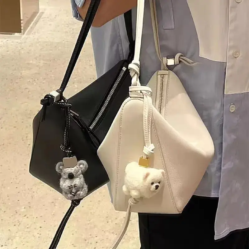 2024 Italian High-End Feel Hammock Bag Women's Cow Leather Underarm Bag True Leather Hobo Bag Crossbody Bag Motorcycle Equipment