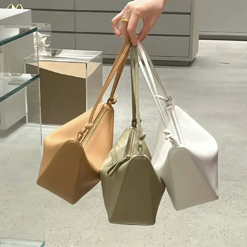 2024 Italian High-End Feel Hammock Bag Women's Cow Leather Underarm Bag True Leather Hobo Bag Crossbody Bag Motorcycle Equipment