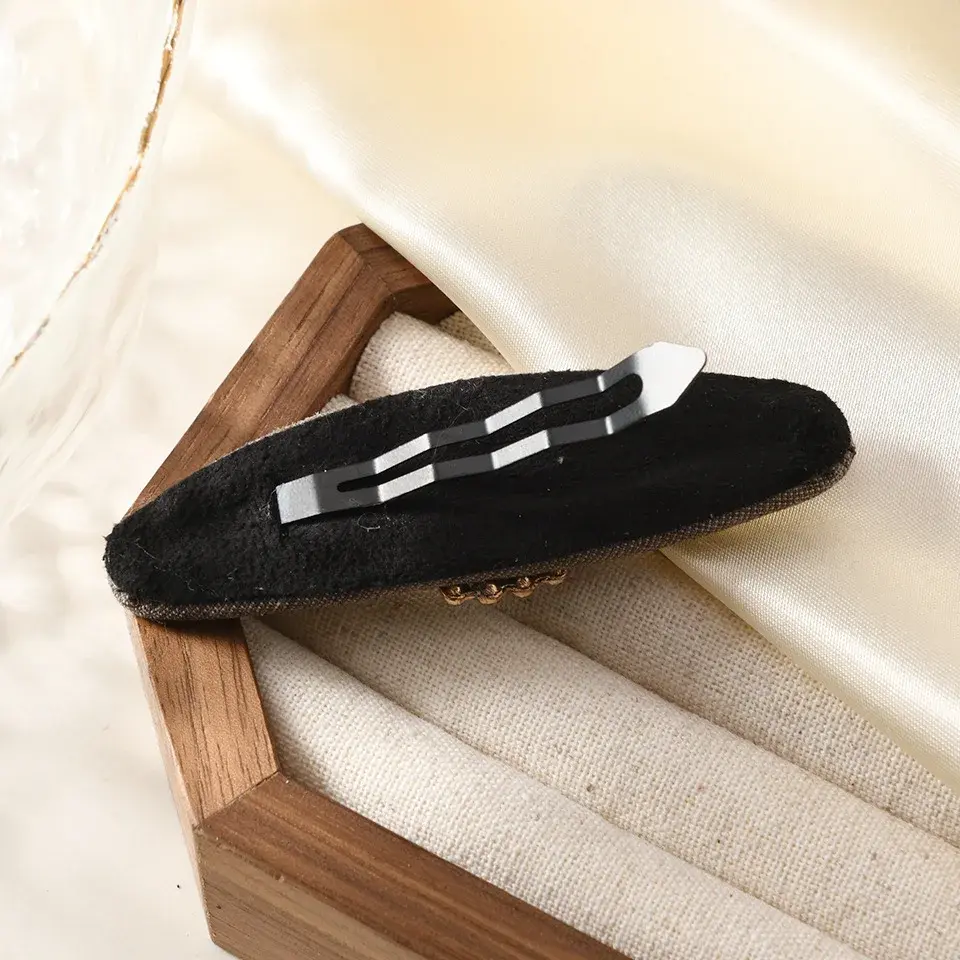 Ins Style Woolen Fabric Side Clip Vintage Baroque Crystal BB Clip Hair Partition Professional Salon Fixed Hair Clip