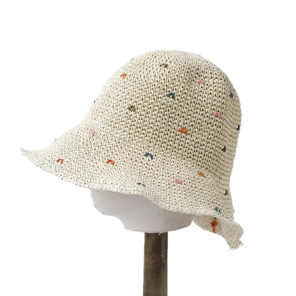 Summer Beach Travel Sun Protection Straw Hat Large Brim Woven Fisherman Hat Face Slimming Sunshade Hat Women's Grass Hat