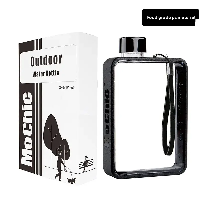 Portable Fitness Sport Water Bottle Niche Creative Flat Square Plastic Drinking Cup High Aesthetic Value Mochic Water Cup