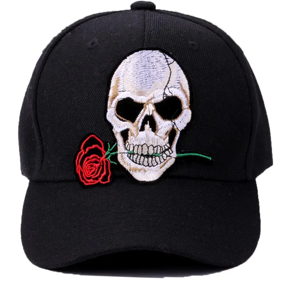 Spring Summer New Style Unisex Baseball Cap Skull And Rose Flower Design Outdoor Fashionable Sun Protection Hat for Traveling