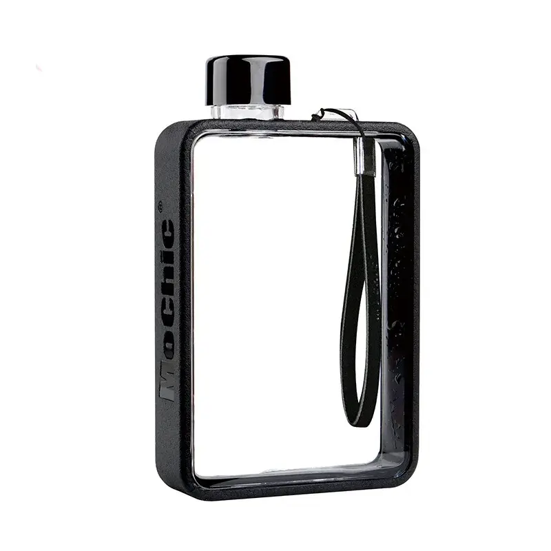 Portable Fitness Sport Water Bottle Niche Creative Flat Square Plastic Drinking Cup High Aesthetic Value Mochic Water Cup