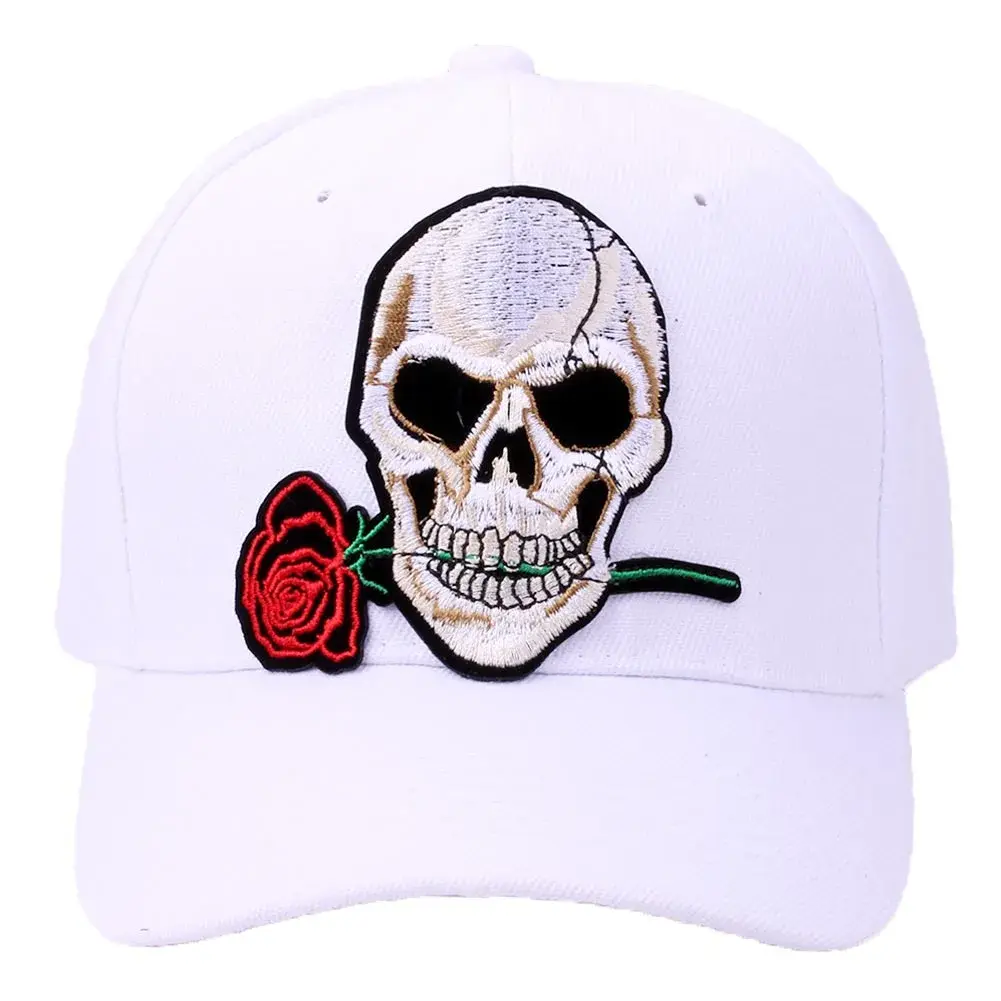 Spring Summer New Style Unisex Baseball Cap Skull And Rose Flower Design Outdoor Fashionable Sun Protection Hat for Traveling