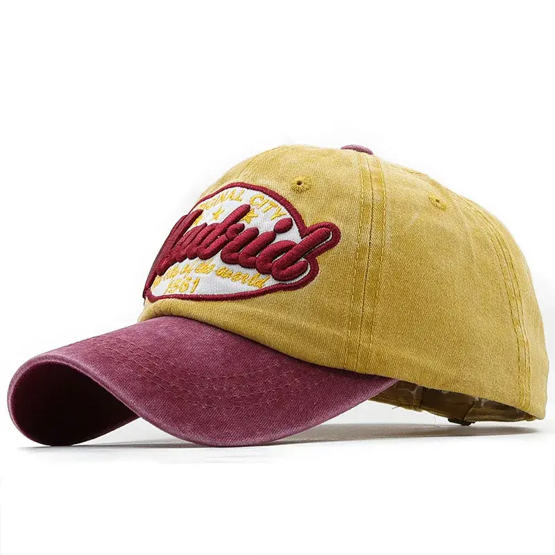 Washed Vintage Baseball Cap Embroidered Large Letter Cotton Duckbill Cap Pure Cotton Baseball Cap Trendy Headwear
