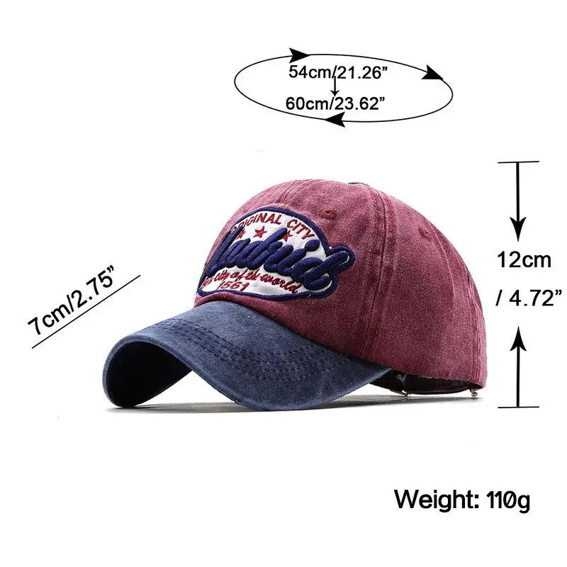 Washed Vintage Baseball Cap Embroidered Large Letter Cotton Duckbill Cap Pure Cotton Baseball Cap Trendy Headwear