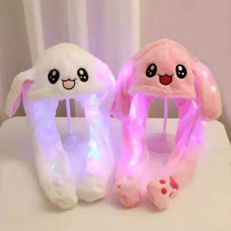 Interactive Rabbit Ear Hat Plush Parent-Child Style Moving Ears Autumn Winter Cute Rabbit Cap Inflatable Ear for Kids And Adults