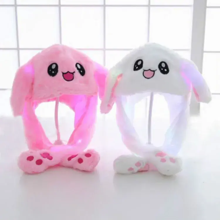 Interactive Rabbit Ear Hat Plush Parent-Child Style Moving Ears Autumn Winter Cute Rabbit Cap Inflatable Ear for Kids And Adults