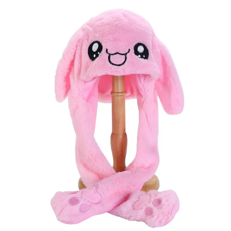 Interactive Rabbit Ear Hat Plush Parent-Child Style Moving Ears Autumn Winter Cute Rabbit Cap Inflatable Ear for Kids And Adults