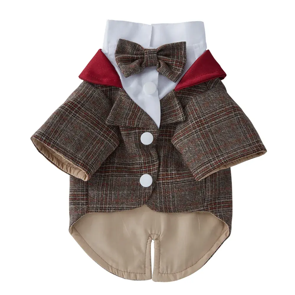 Teddy Autumn Dog Clothes New Style Polyester Necklace Western-style Suit Gown For Small Dogs Fashionable Pet Costume