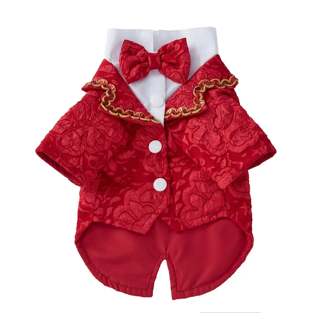 Teddy Autumn Dog Clothes New Style Polyester Necklace Western-style Suit Gown For Small Dogs Fashionable Pet Costume
