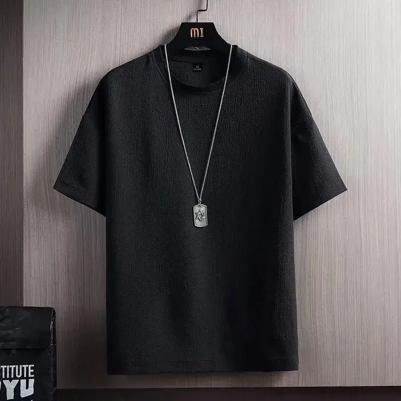 New Style Men's Short Sleeve T-Shirt Summer Korean Trendy Simple Half Sleeve Top Hong Kong Style Loose Fit Casual Trendy Brand T