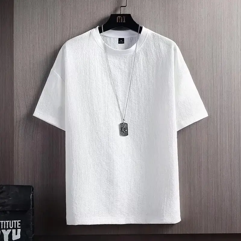 New Style Men's Short Sleeve T-Shirt Summer Korean Trendy Simple Half Sleeve Top Hong Kong Style Loose Fit Casual Trendy Brand T