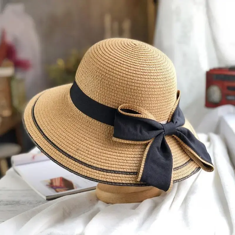 Foldable Straw Hat Women Summer Fresh Style Sunscreen Beach Hat Korean Versatile Ladies Hat Travel Outdoor Shade Protection