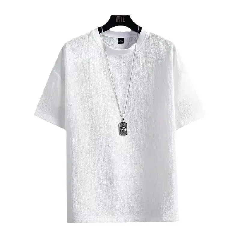 New Style Men's Short Sleeve T-Shirt Summer Korean Trendy Simple Half Sleeve Top Hong Kong Style Loose Fit Casual Trendy Brand T