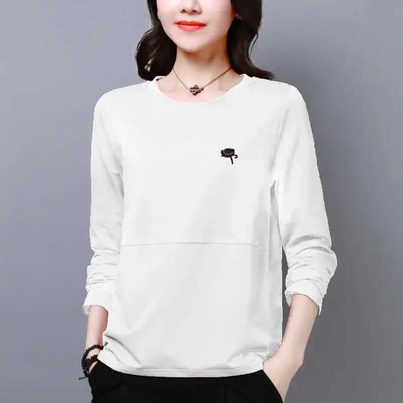 Women's Loose-fit Slimming Long Sleeve T-shirt Korean Style Autumn Clothing Apparel Clothing For Women