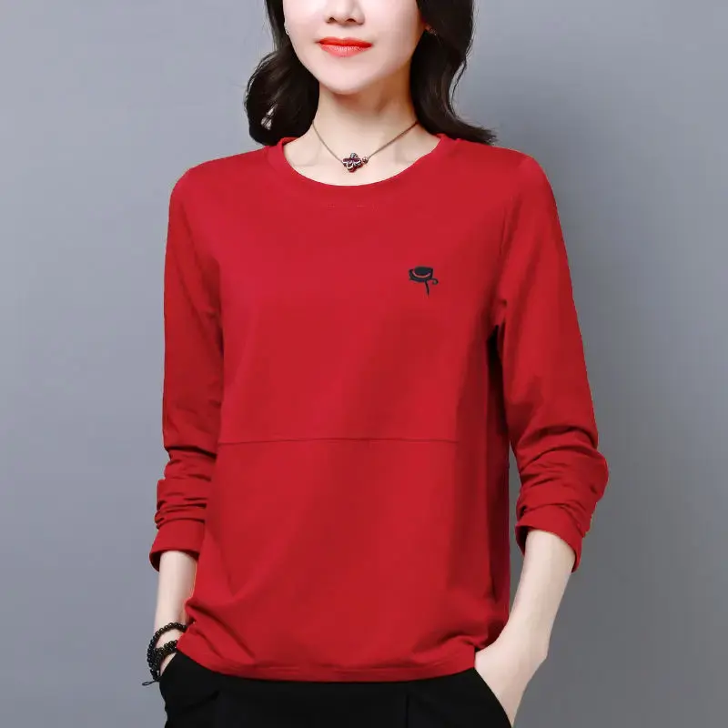 Women's Loose-fit Slimming Long Sleeve T-shirt Korean Style Autumn Clothing Apparel Clothing For Women