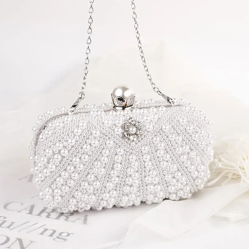Elegant Socialite Style Pearl Evening Banquet Bag Trendy Cross-Border European And American Style Chain Shoulder Handbag