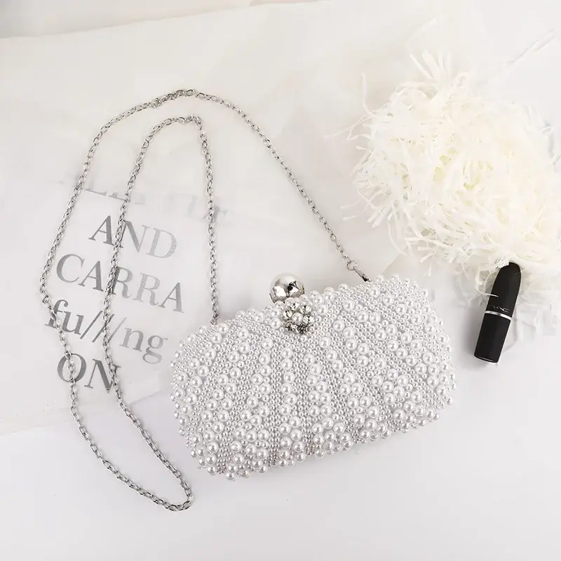 Elegant Socialite Style Pearl Evening Banquet Bag Trendy Cross-Border European And American Style Chain Shoulder Handbag