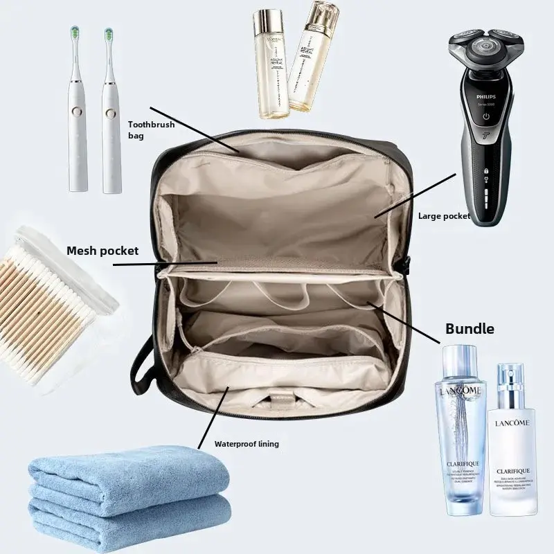 Portable Large Capacity Travel Cosmetic Bag Waterproof Hanging Type Skin Care Wash Bag Multi-Function Storage Bag For Journey