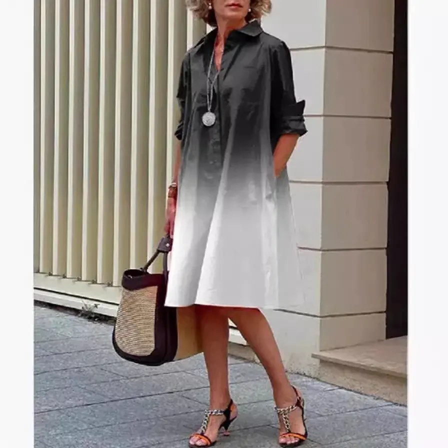 2023 Amazon Women's Clothing Simple Loose-Fit Long Sleeve T-Dress Crew Neck Style Casual Apparel From China Mainland