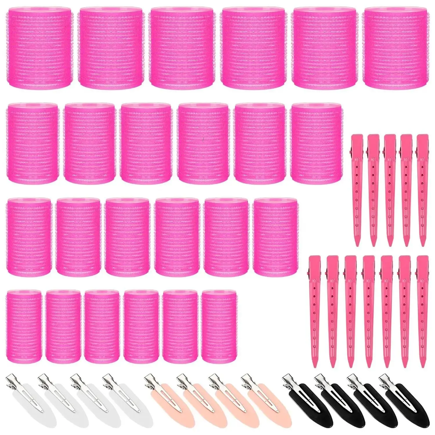 Super Large Curling Iron Set Self Gripping Curling Rollers for Long Medium Short Thick Fine Hair Bangs Plastic Curling Tubs