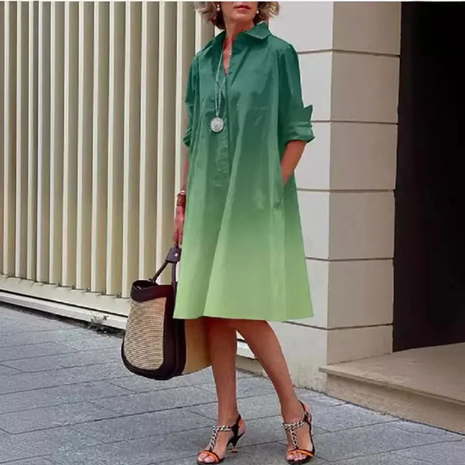 2023 Amazon Women's Clothing Simple Loose-Fit Long Sleeve T-Dress Crew Neck Style Casual Apparel From China Mainland