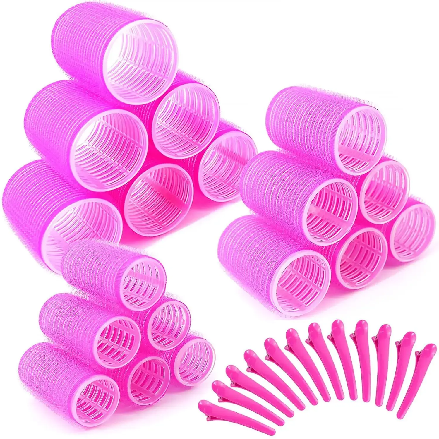 Super Large Curling Iron Set Self Gripping Curling Rollers for Long Medium Short Thick Fine Hair Bangs Plastic Curling Tubs