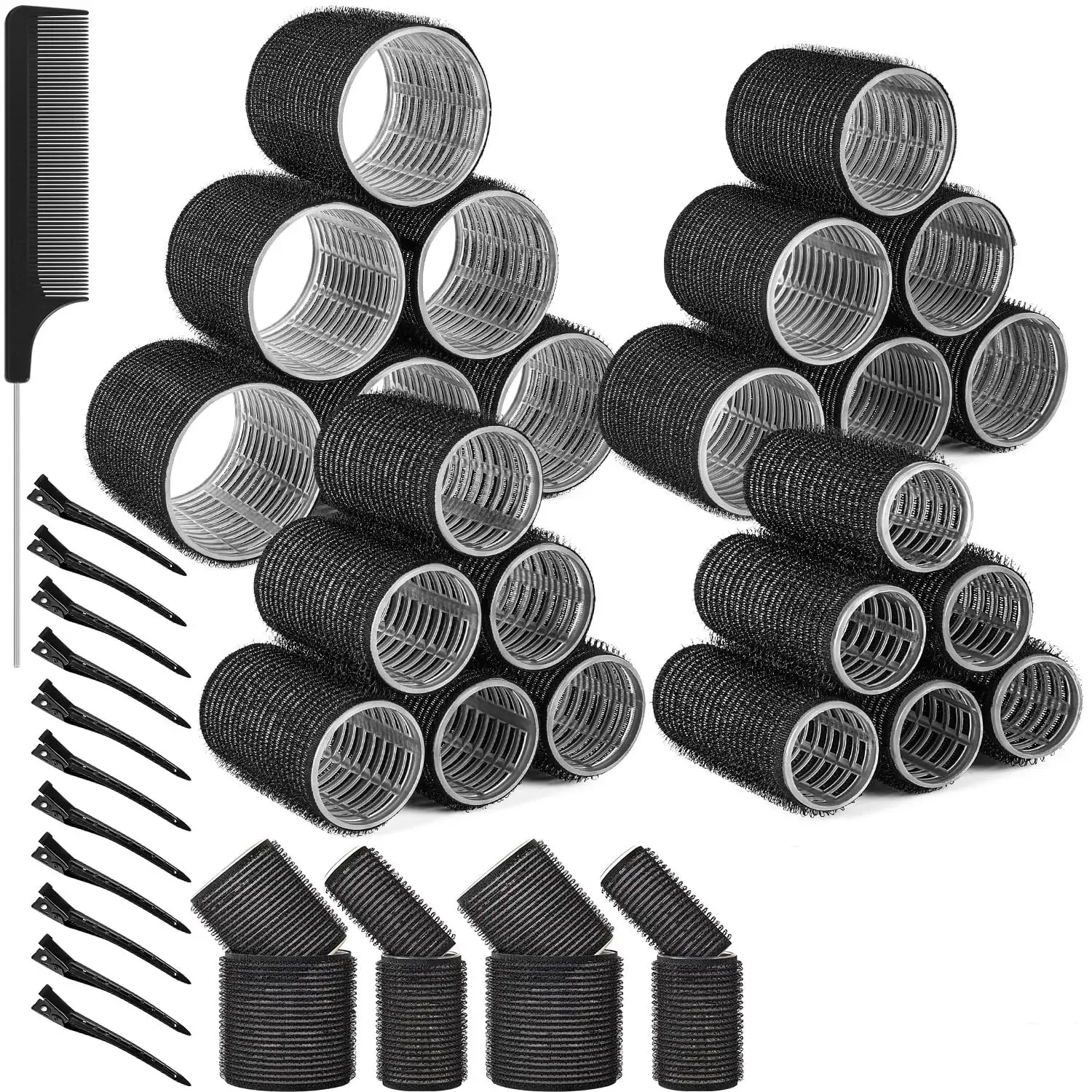Super Large Curling Iron Set Self Gripping Curling Rollers for Long Medium Short Thick Fine Hair Bangs Plastic Curling Tubs