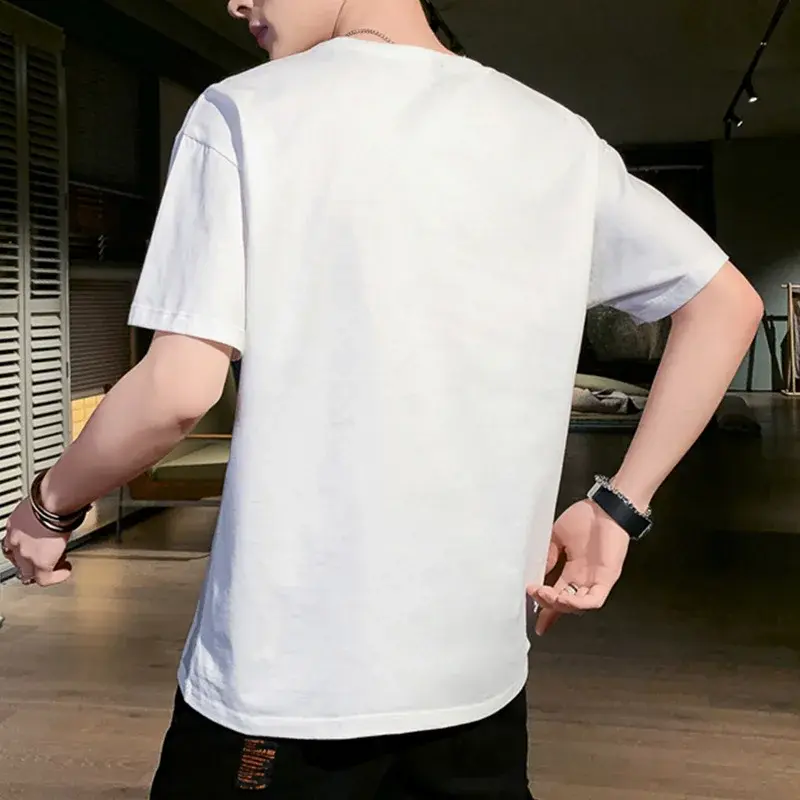 2024 Summer New Men's Short Sleeve T-shirt Loose Fit Fashionable Stylish Korean Version Ins Trendy Printed Half Sleeve Male Top
