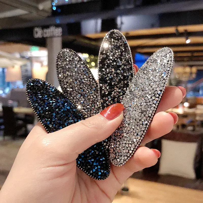 Korean Style Diamond Hair Clips Women Simple Style Personality Side Bangs Hair Clips Water Diamond Top Clip Hair Cards