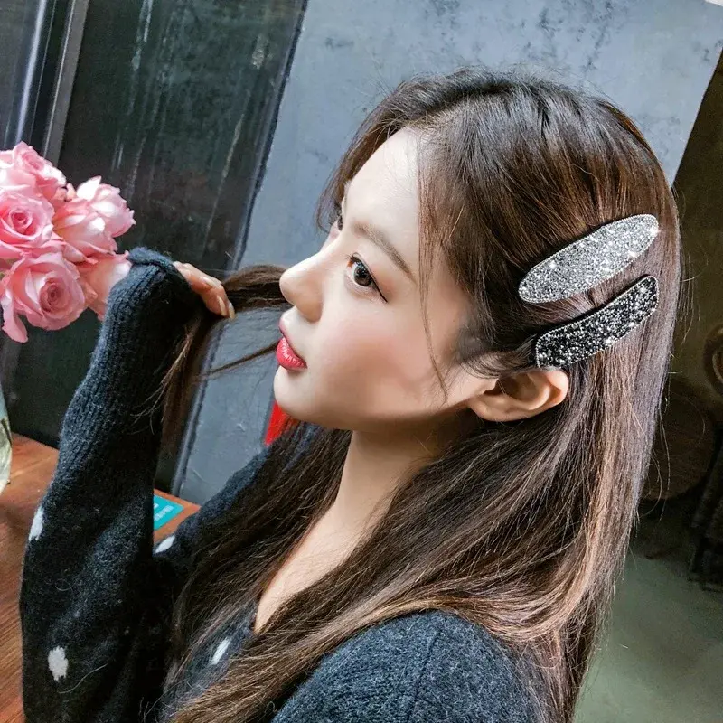 Korean Style Diamond Hair Clips Women Simple Style Personality Side Bangs Hair Clips Water Diamond Top Clip Hair Cards