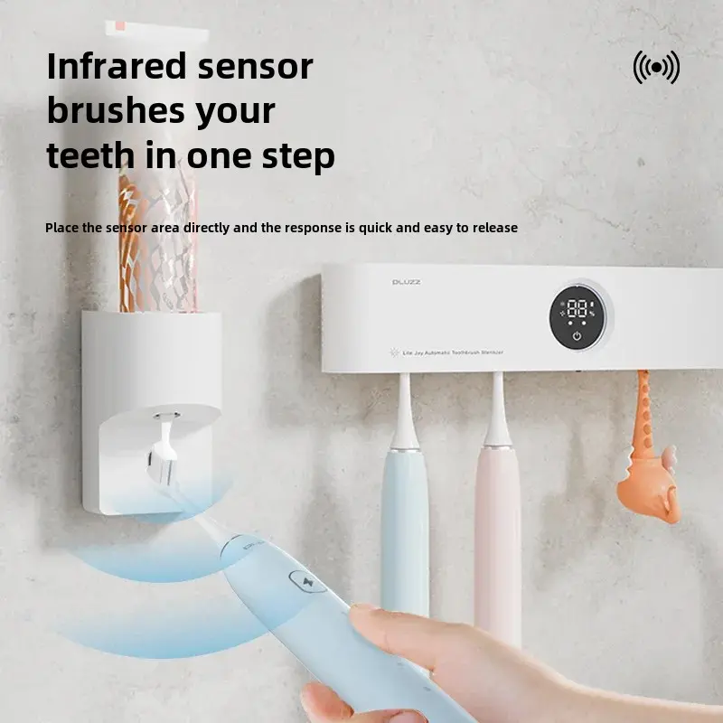 2024 Automatic Sensing Toothpaste Dispenser Child-Friendly Electric Toothpaste Applicator With Storage Rack For Dental Care
