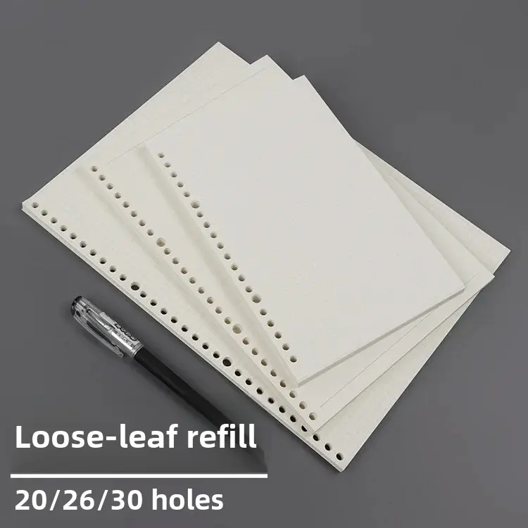 A4A5B5 Leaflet Paper Refill 20 26 30 Holes Horizontal Line Blank Square Paper For Binder Office Culture Education Supplies