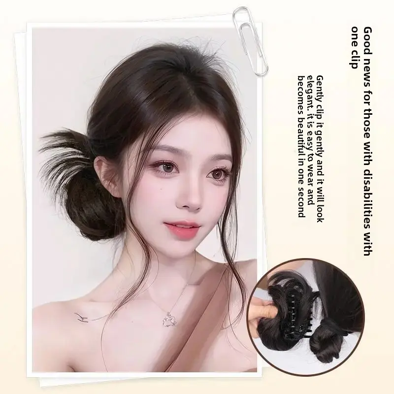 Women's Hair Bun Headband High And Side Ponytail Artificial Hair Extension Natural Hair Volume Increase Flower Bud Head