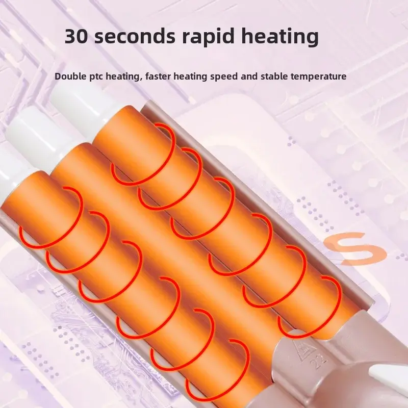 Electric Hair Curling Iron for Women Home Use Multi-temperature Control Three-Pipe Curling Iron 30 Seconds Fast Heating Egg Roll
