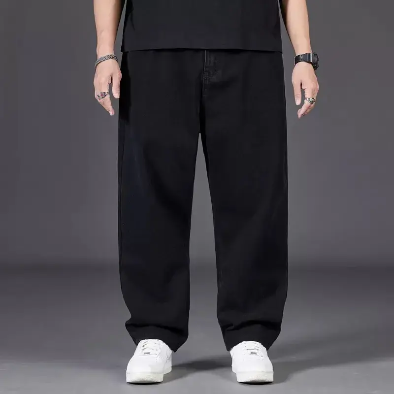 Trendy Brand Men's Cross-Border Jeans Loose-Fit Straight-Leg Plus Size Casual Denim Pants Wholesale From China Mainland