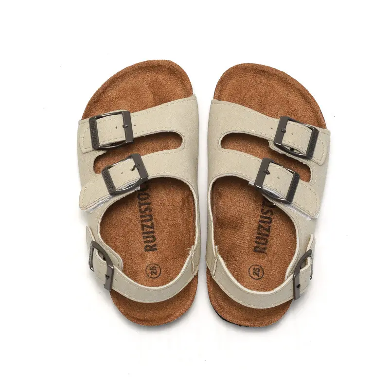 2024 Spring Summer Children's Boys Girls Soft Wooden Slippers One-piece Strap Flip Flops Trendy Beach Korean Style Double Ring