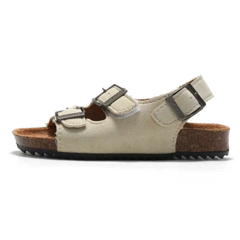 2024 Spring Summer Children's Boys Girls Soft Wooden Slippers One-piece Strap Flip Flops Trendy Beach Korean Style Double Ring