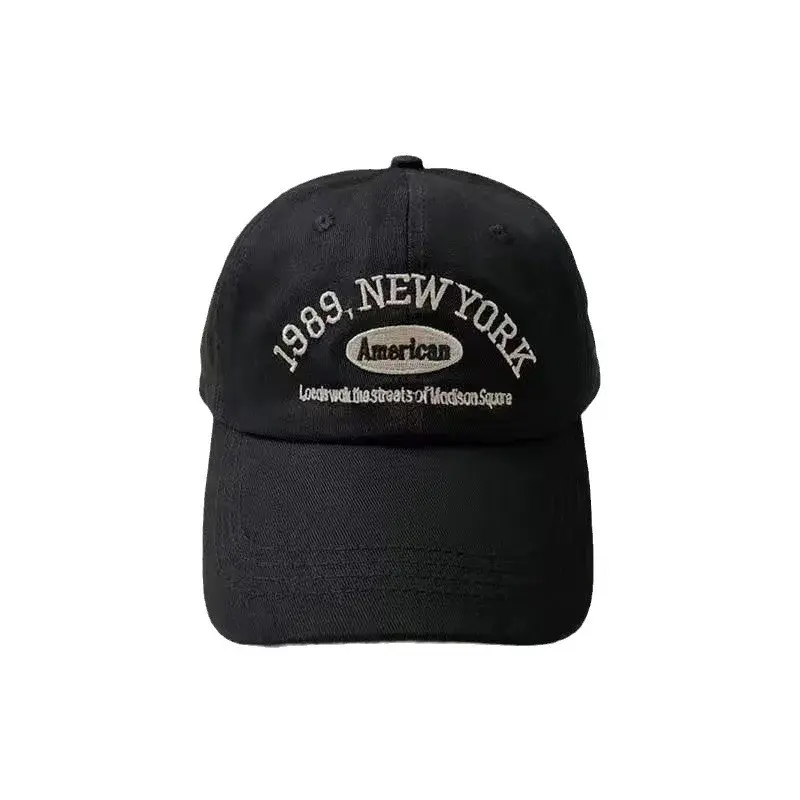 Fashionable Korean Style Baseball Cap Simple Large Grid Embroidery UV Protection Unisex Hat Adjustable Strap Trendy Cap