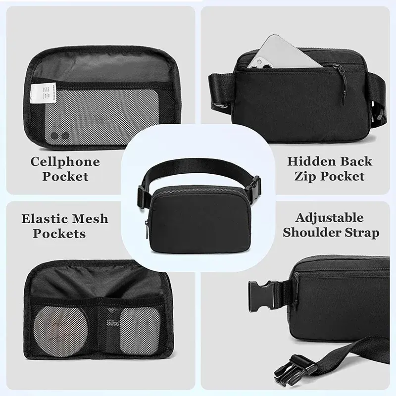 Cross-border Lulu Same Model Waist Bag Nylon Waterproof Chest Bag Outdoor Versatile Crossbody Men Women's Sports Running Phone