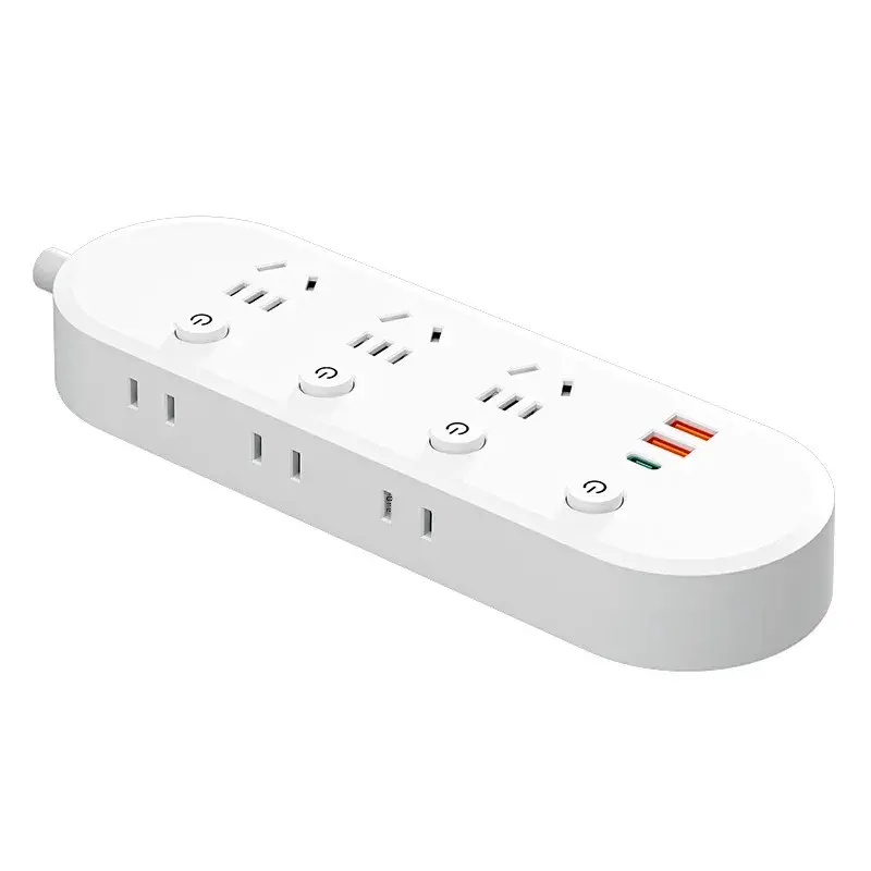 Multi-Functional Smart USB Charging Long Line Plug Board Dormitory Office Use Multi-Hole Independent Switch Wall Plug Land Plug