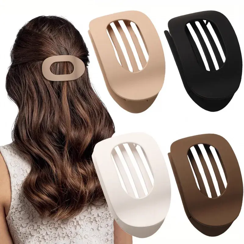 New Matte Oval Flat Clip Simple French Large Hair Clip Comfortable Curved Design Hair Accessories Professional Salon Partition