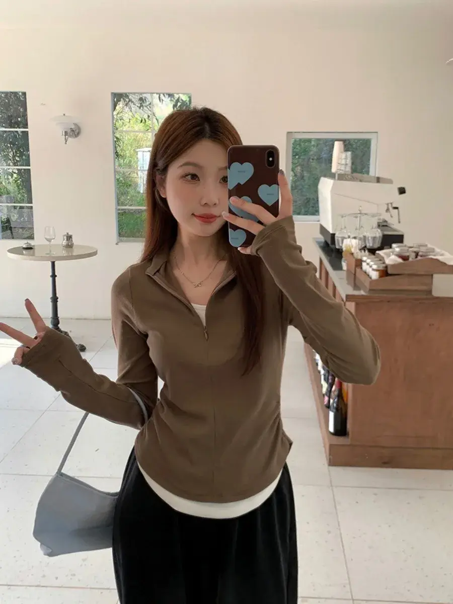 Quality Modal Cotton Long Sleeve T-Shirt Women's Slim Fit Inner Wear Stand Collar Fake Two-Piece Top Quality Fashion Clothing