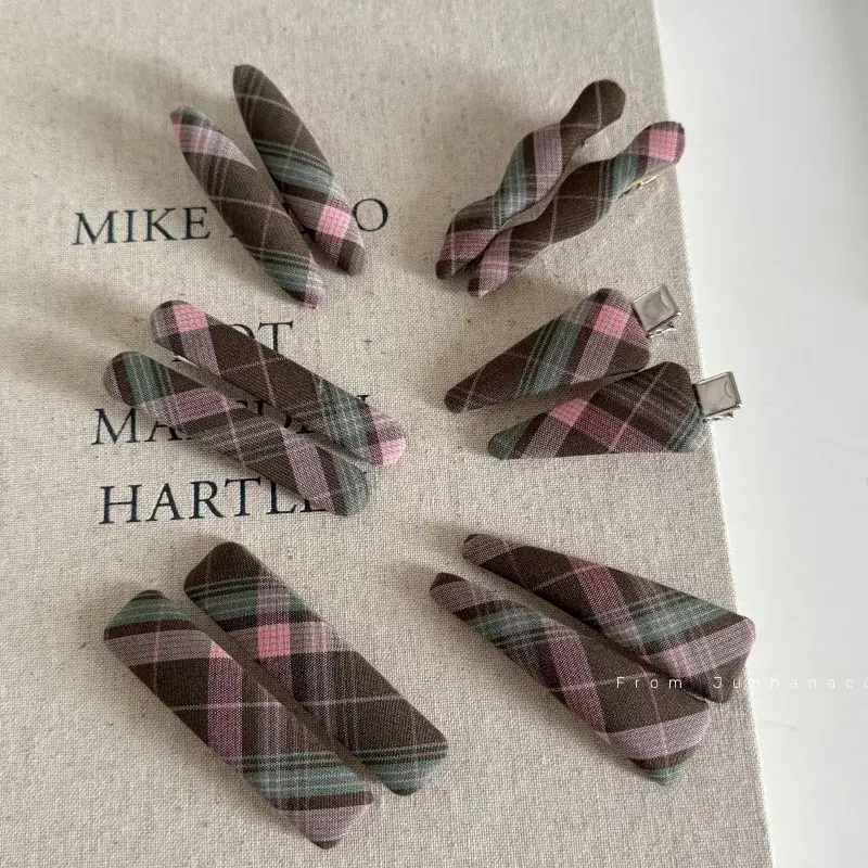 College Style BB Hair Clip Fabric Art Side Part Versatile Hair Accessories Pink Brown Color Universal Hair Grips Fashionable Hai