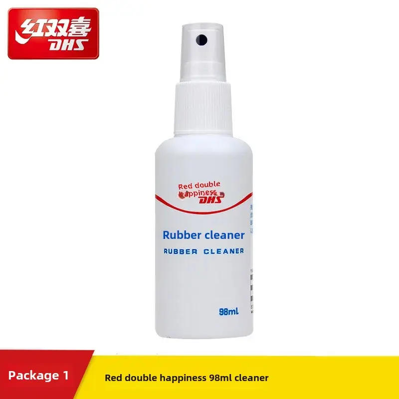 Red Double Happiness Table Tennis Racket Adhesive Rubber Cleaner 98ML Sticky Care Maintenance Liquid Sponge Wiper Set