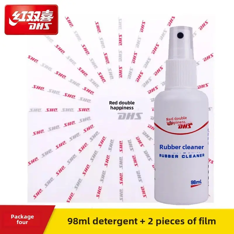 Red Double Happiness Table Tennis Racket Adhesive Rubber Cleaner 98ML Sticky Care Maintenance Liquid Sponge Wiper Set
